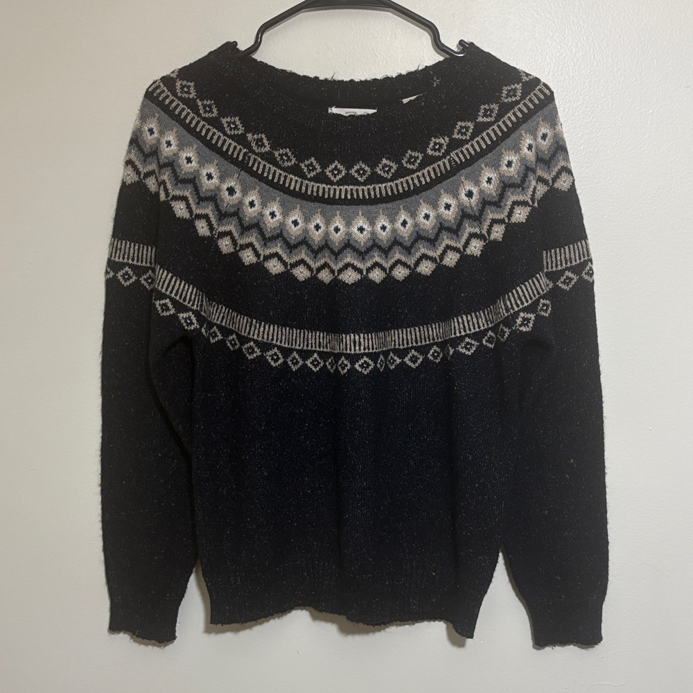 Weatherproof Vintage Fair Isle Sweater Nordic Gray Crewneck Size S Cozy Knit